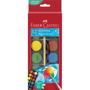 Boîte de 12 pastilles de peinture gouaches + 1 pinceau - FABER CASTELL