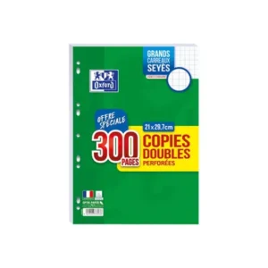 Oxford - copies doubles - 300 pages - A4 - grands carreaux (Seyes) - perforées